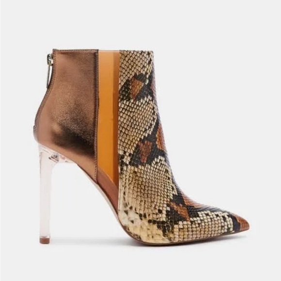 Camel Python Heeled Boots - Picture 4 of 4